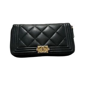 Chanel Black Quilted Wallet Gold Hardware